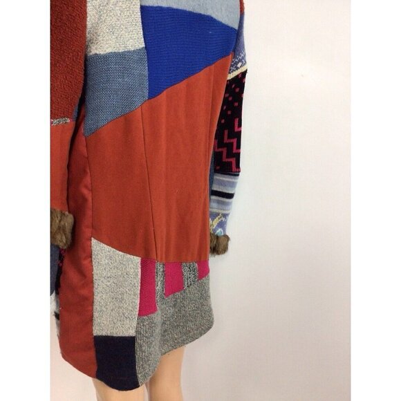 Myco Anna Patchwork Fur Wool Coat Womens Small - Picture 5 of 10